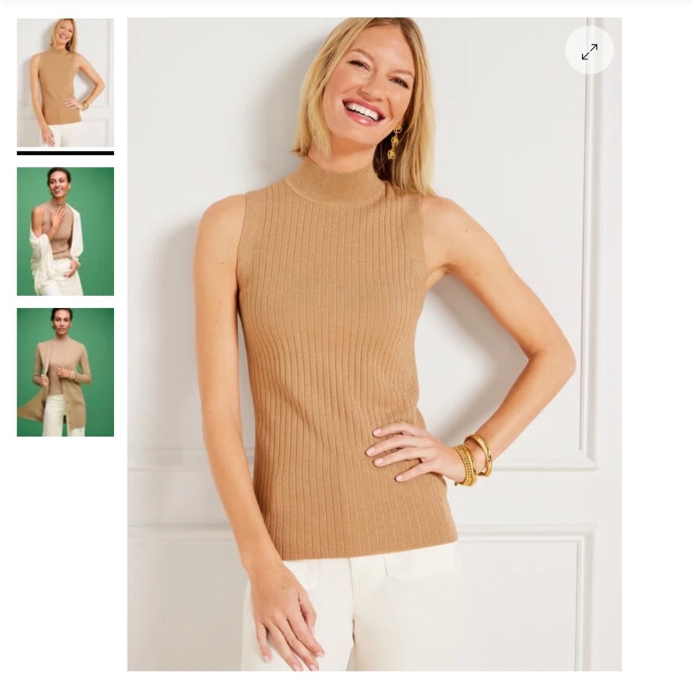 Talbots NWTS Sleeveless Sweater XS Tan